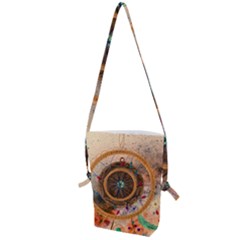 Dreamcatcher, Abstract, Colorful, Colors, Dream, Golden, Vintage Folding Shoulder Bag by nateshop