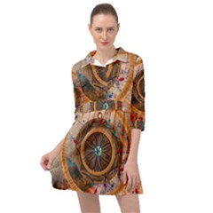 Dreamcatcher, Abstract, Colorful, Colors, Dream, Golden, Vintage Mini Skater Shirt Dress by nateshop