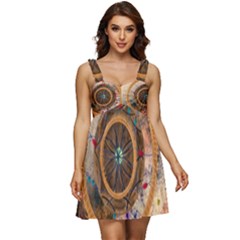 Dreamcatcher, Abstract, Colorful, Colors, Dream, Golden, Vintage Ruffle Strap Babydoll Chiffon Dress