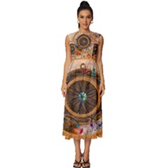 Dreamcatcher, Abstract, Colorful, Colors, Dream, Golden, Vintage Sleeveless Round Neck Midi Dress by nateshop