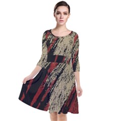 Fabric, Texture, Colorful, Spots Quarter Sleeve Waist Band Dress