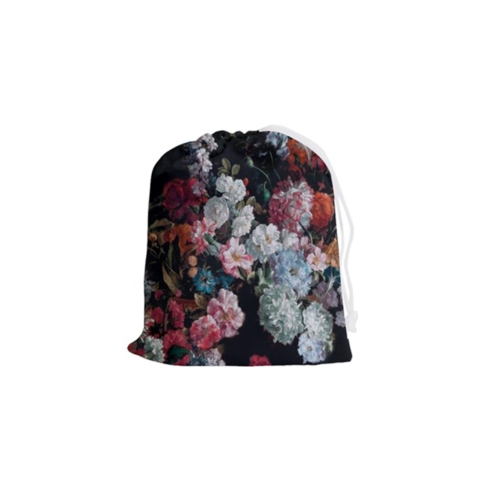 Floral Pattern, Red, Floral Print, E, Dark, Flowers Drawstring Pouch (Small)