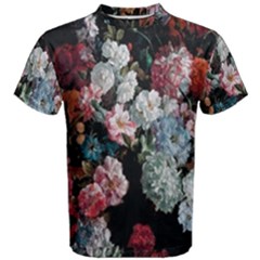 Floral Pattern, Red, Floral Print, E, Dark, Flowers Men s Cotton T-shirt by nateshop