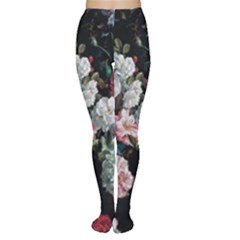 Floral Pattern, Red, Floral Print, E, Dark, Flowers Tights by nateshop