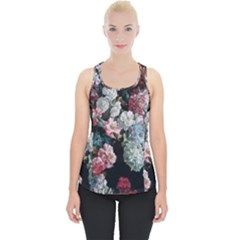 Floral Pattern, Red, Floral Print, E, Dark, Flowers Piece Up Tank Top by nateshop