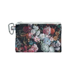 Floral Pattern, Red, Floral Print, E, Dark, Flowers Canvas Cosmetic Bag (small) by nateshop