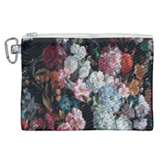 Floral Pattern, Red, Floral Print, E, Dark, Flowers Canvas Cosmetic Bag (xl) by nateshop