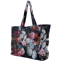 Floral Pattern, Red, Floral Print, E, Dark, Flowers Simple Shoulder Bag