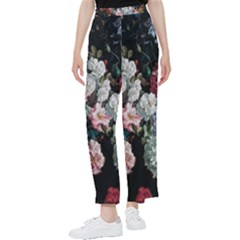 Floral Pattern, Red, Floral Print, E, Dark, Flowers Women s Pants 