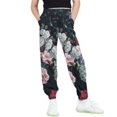 Floral Pattern, Red, Floral Print, E, Dark, Flowers Kids  Joggers