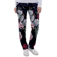 Floral Pattern, Red, Floral Print, E, Dark, Flowers Women s Casual Pants