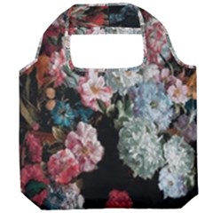 Floral Pattern, Red, Floral Print, E, Dark, Flowers Foldable Grocery Recycle Bag by nateshop