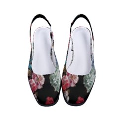 Floral Pattern, Red, Floral Print, E, Dark, Flowers Women s Classic Slingback Heels