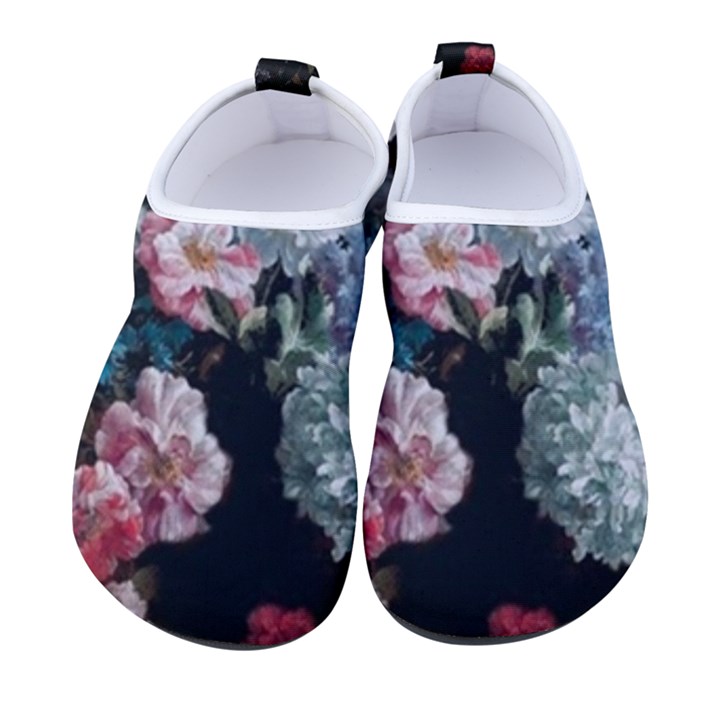 Floral Pattern, Red, Floral Print, E, Dark, Flowers Women s Sock-Style Water Shoes