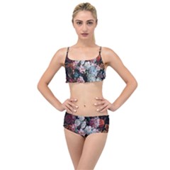 Floral Pattern, Red, Floral Print, E, Dark, Flowers Layered Top Bikini Set by nateshop