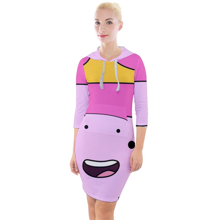 Adventure Time Princess Bubblegum Quarter Sleeve Hood Bodycon Dress