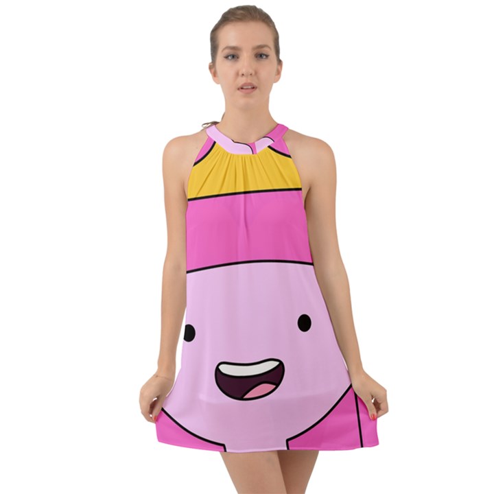 Adventure Time Princess Bubblegum Halter Tie Back Chiffon Dress