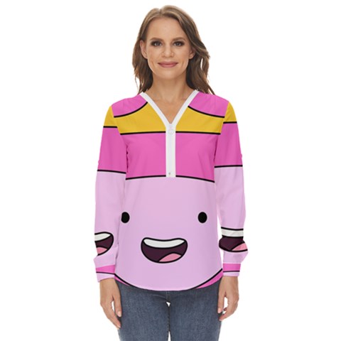 Adventure Time Princess Bubblegum Zip Up Long Sleeve Blouse by Sarkoni