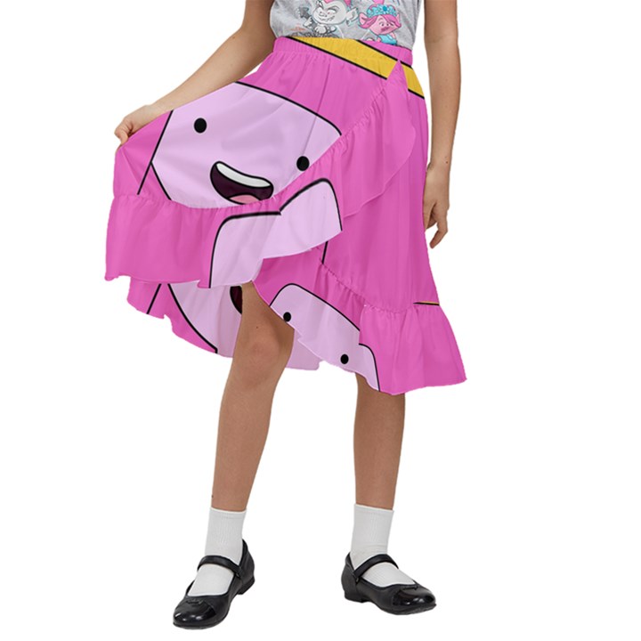 Adventure Time Princess Bubblegum Kids  Ruffle Flared Wrap Midi Skirt