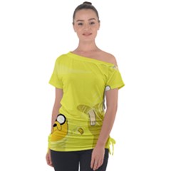 Adventure Time Jake The Dog Finn The Human Artwork Yellow Off Shoulder Tie-up T-shirt