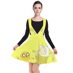 Adventure Time Jake The Dog Finn The Human Artwork Yellow Plunge Pinafore Dress