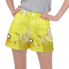 Adventure Time Jake The Dog Finn The Human Artwork Yellow Women s Ripstop Shorts by Sarkoni