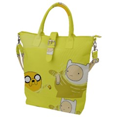 Adventure Time Jake The Dog Finn The Human Artwork Yellow Buckle Top Tote Bag by Sarkoni