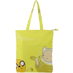 Adventure Time Jake The Dog Finn The Human Artwork Yellow Double Zip Up Tote Bag by Sarkoni