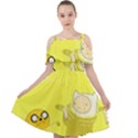 Adventure Time Jake The Dog Finn The Human Artwork Yellow Cut Out Shoulders Chiffon Dress View1