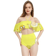 Adventure Time Jake The Dog Finn The Human Artwork Yellow Halter Flowy Bikini Set  by Sarkoni