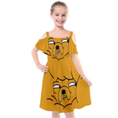 Adventure Time Jake The Dog Kids  Cut Out Shoulders Chiffon Dress by Sarkoni