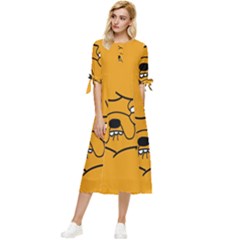 Adventure Time Jake The Dog Bow Sleeve Chiffon Midi Dress by Sarkoni