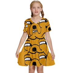 Adventure Time Jake The Dog Kids  Short Sleeve Tiered Mini Dress by Sarkoni