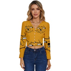 Adventure Time Jake The Dog Long Sleeve V-neck Top by Sarkoni