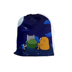 Adventure Time Jake And Finn Night Drawstring Pouch (large) by Sarkoni