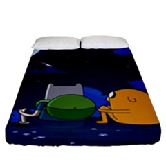 Adventure Time Jake And Finn Night Fitted Sheet (california King Size) by Sarkoni