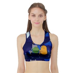 Adventure Time Jake And Finn Night Sports Bra With Border by Sarkoni