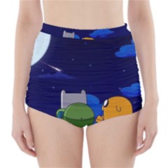 Adventure Time Jake And Finn Night High-waisted Bikini Bottoms by Sarkoni