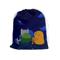 Adventure Time Jake And Finn Night Drawstring Pouch (xl) by Sarkoni