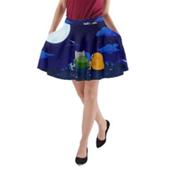 Adventure Time Jake And Finn Night A-line Pocket Skirt by Sarkoni