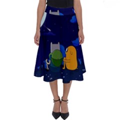 Adventure Time Jake And Finn Night Perfect Length Midi Skirt by Sarkoni