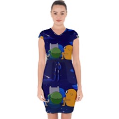 Adventure Time Jake And Finn Night Capsleeve Drawstring Dress  by Sarkoni