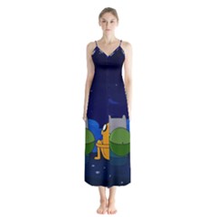 Adventure Time Jake And Finn Night Button Up Chiffon Maxi Dress by Sarkoni