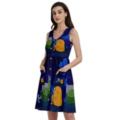 Adventure Time Jake And Finn Night Sleeveless Dress With Pocket by Sarkoni