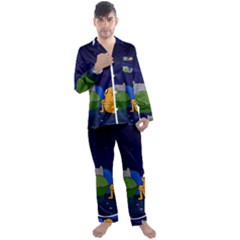 Adventure Time Jake And Finn Night Men s Long Sleeve Satin Pajamas Set by Sarkoni