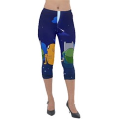 Adventure Time Jake And Finn Night Lightweight Velour Capri Leggings  by Sarkoni