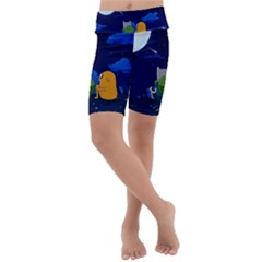 Adventure Time Jake And Finn Night Kids  Lightweight Velour Cropped Yoga Leggings by Sarkoni