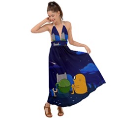 Adventure Time Jake And Finn Night Backless Maxi Beach Dress by Sarkoni