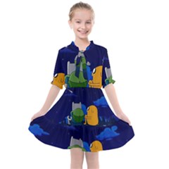 Adventure Time Jake And Finn Night Kids  All Frills Chiffon Dress by Sarkoni