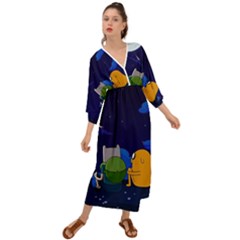 Adventure Time Jake And Finn Night Grecian Style  Maxi Dress by Sarkoni